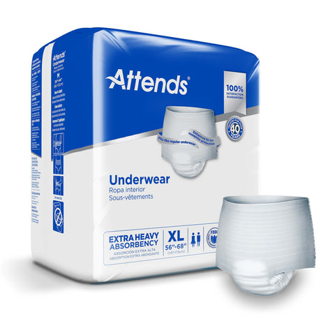 Absorbent Underwear Attends® Care Pull On with Tear Away Seams Adult X-Large Unisex Disposable Heavy Absorbency #APV40