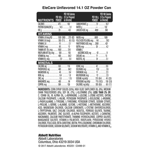 Infant Formula EleCare® Unflavored 14.1 oz. Can Powder Iron Food Allergies #55251