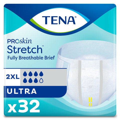 Incontinence Brief TENA ProSkin Stretch™ Ultra Adult 2X-Large Unisex Disposable Heavy Absorbency #61390
