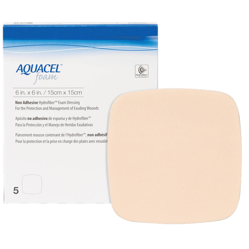 ConvaTec Foam Dressing Aquacel® 6 X 6 Inch Without Border Waterproof Film Backing Nonadhesive Square Sterile #420635