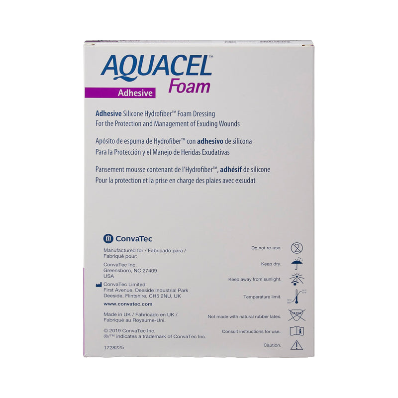 ConvaTec Foam Dressing Aquacel® 5-1/2 X 8 Inch With Border Waterproof Film Backing Silicone Adhesive Heel Sterile #420625