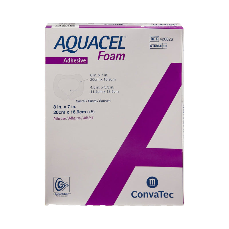 ConvaTec Foam Dressing Aquacel® 7 X 8 Inch With Border Waterproof Film Backing Silicone Adhesive Sacral Sterile #420626