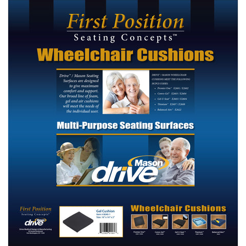 Drive Medical Gel-U-Seat™ Lite General Use 2" Gel/Foam Wheelchair Cushion, Weight Capacity 500 lb