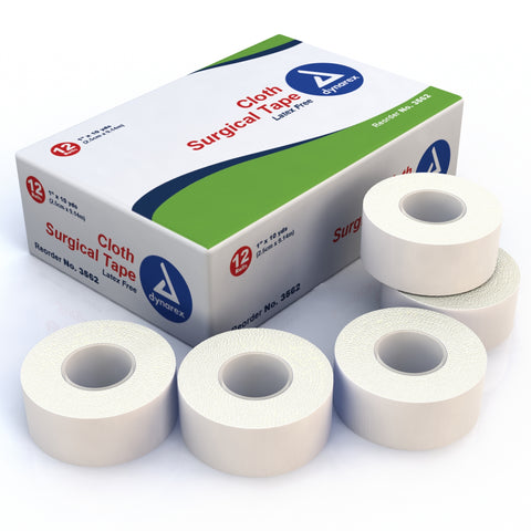 Medical Tape Dynarex® Easy Tear Cloth 1 Inch X 10 Yard White NonSterile
