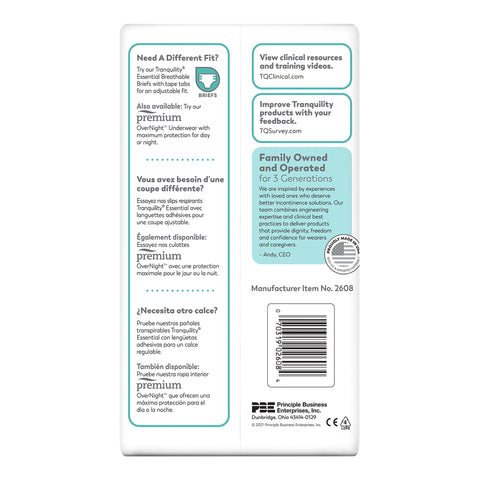 Absorbent Underwear Tranquility® Essential Pull On with Tear Away Seams Adult 2X-Large Unisex Disposable Heavy Absorbency #2608