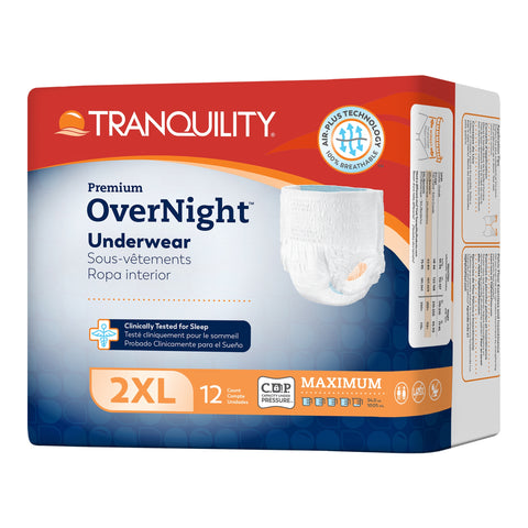 Absorbent Underwear Tranquility® Premium OverNight™ Pull On with Tear Away Seams Adult 2X-Large Unisex Disposable Heavy Absorbency #2118
