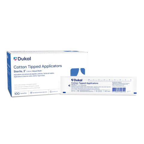 Swabstick Dukal™ Cotton Tip Wood Shaft 3 Inch Sterile 2 per Pack