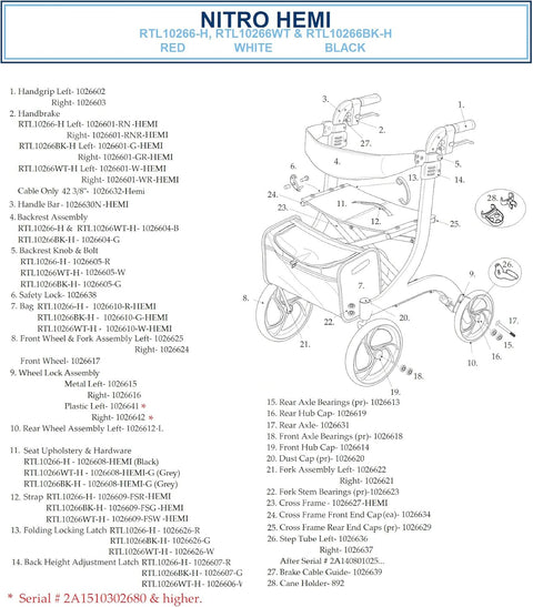 Drive Medical Nitro Aluminum Rollator, Hemi Height, 10 Inch Casters, 1 Count #RTL10266BK-H