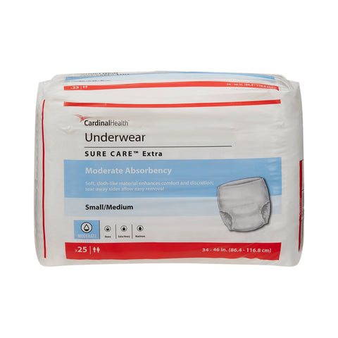 Absorbent Underwear Sure Care™ Extra Pull On with Tear Away Seams Adult Small / Medium Unisex Disposable Moderate Absorbency #1840R