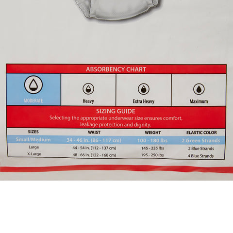 Absorbent Underwear Sure Care™ Extra Pull On with Tear Away Seams Adult Small / Medium Unisex Disposable Moderate Absorbency #1840R