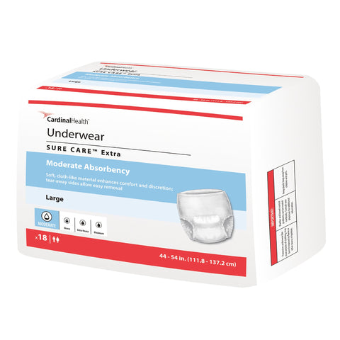 Absorbent Underwear Sure Care™ Extra Pull On with Tear Away Seams Adult Large Unisex Disposable Moderate Absorbency #1845