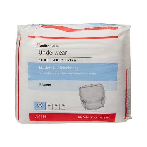 Absorbent Underwear Sure Care™ Extra Pull On with Tear Away Seams Adult X-Large Unisex Disposable Moderate Absorbency #1850A