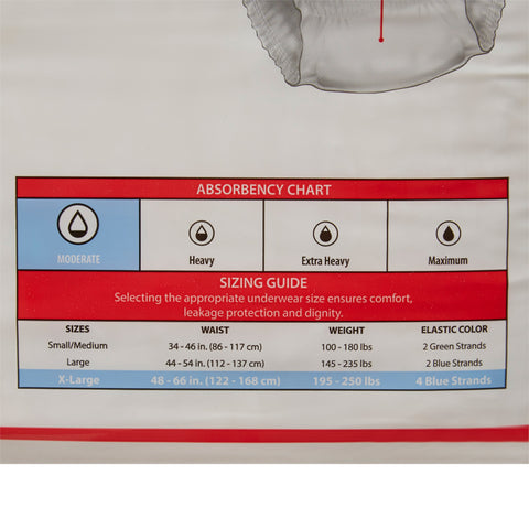 Absorbent Underwear Sure Care™ Extra Pull On with Tear Away Seams Adult X-Large Unisex Disposable Moderate Absorbency #1850A