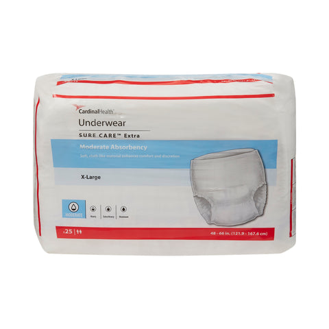 Absorbent Underwear Sure Care™ Extra Pull On with Tear Away Seams Adult X-Large Unisex Disposable Moderate Absorbency #1850R