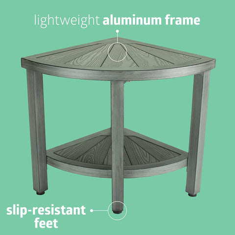 Medline Corner Aluminum and Faux Wood Bath Bench, 15.5" W x 15.5" D x 18" H #G2-501X1