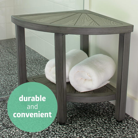 Medline Corner Aluminum and Faux Wood Bath Bench, 15.5" W x 15.5" D x 18" H #G2-501X1