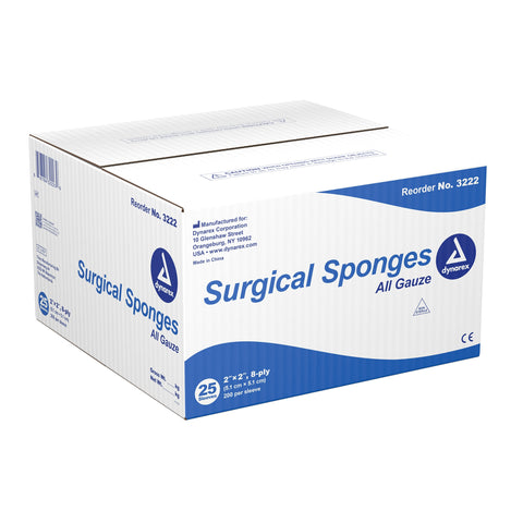 Gauze Sponge Dynarex® Cotton 8-Ply 2 X 2 Inch Square NonSterile