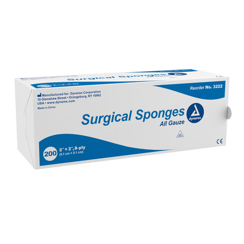 Gauze Sponge Dynarex® Cotton 8-Ply 2 X 2 Inch Square NonSterile
