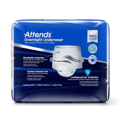Absorbent Underwear Attends® Overnight Pull On with Tear Away Seams Adult Large Unisex Disposable Heavy Absorbency #APPNT30
