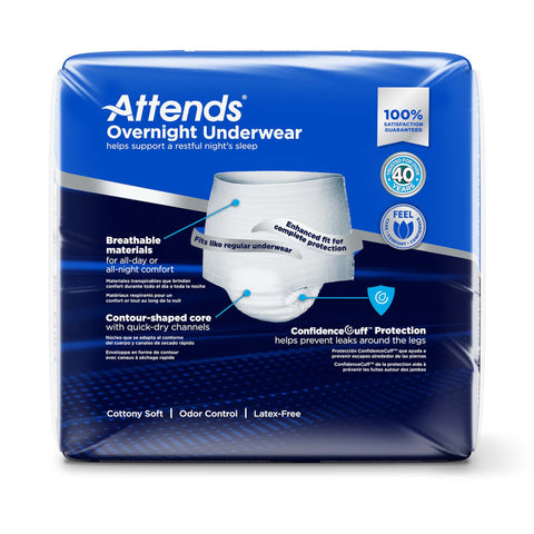 Absorbent Underwear Attends® Overnight Pull On with Tear Away Seams Adult X-Large Unisex Disposable Heavy Absorbency #APPNT40