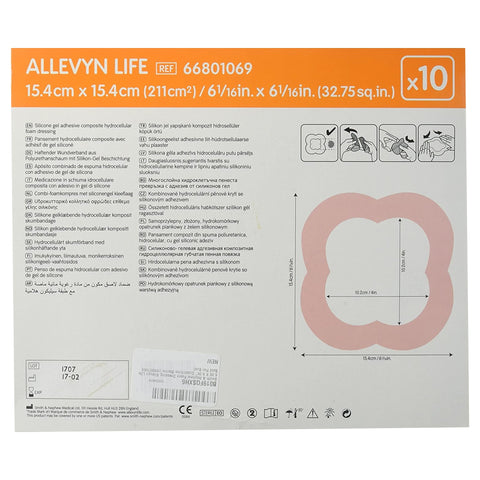 Smith & Nephew Foam Dressing Allevyn Life 6-1/16 X 6-1/16 Inch With Border Film Backing Silicone Gel Adhesive Quadrilobe Sterile #66801069