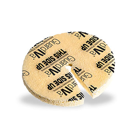 Antimicrobial Hemostatic Dressing Disc GuardIVa® CHG (Chlorhexidine Glutonate) / Sponge 1 Inch Disk with 4.0 mm Hole Diameter Sterile