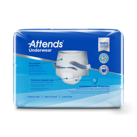 Absorbent Underwear Attends® Pull On with Tear Away Seams Adult Medium Unisex Disposable Heavy Absorbency #APP0720