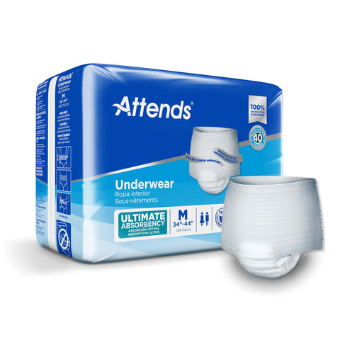 Absorbent Underwear Attends® Pull On with Tear Away Seams Adult Medium Unisex Disposable Heavy Absorbency #APP0720