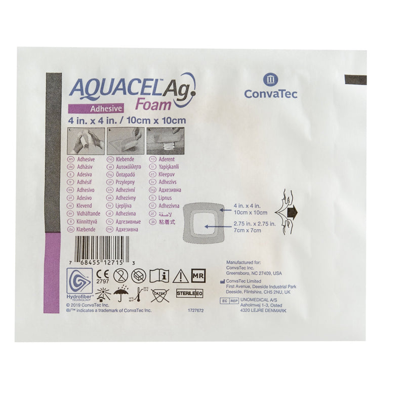 Convec Silver Foam Dressing Aquacel® Ag 4 X 4 Inch Square Sterile#420681