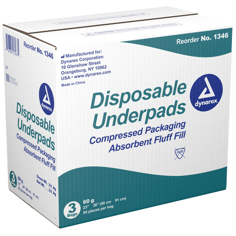 Disposable Underpad Dynarex® 23 X 36 Inch Fluff Light Absorbency #1346