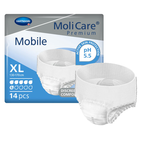 Absorbent Underwear MoliCare® Premium Mobile 6D Pull On with Tear Away Seams Adult X-Large Unisex Disposable Moderate Absorbency #915834