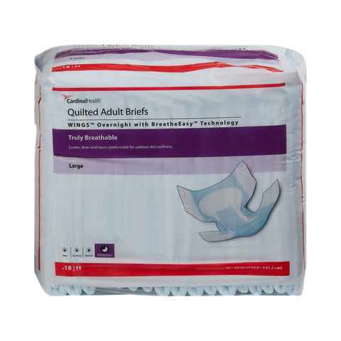 Incontinence Brief Wings™ Overnight Quilted Adult Large Unisex Disposable Heavy Absorbency #67034