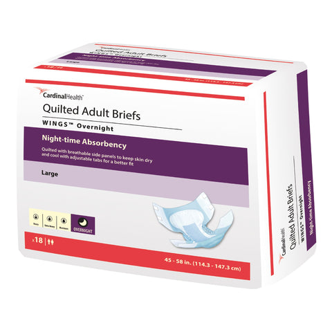 Incontinence Brief Wings™ Overnight Quilted Adult Large Unisex Disposable Heavy Absorbency #67034