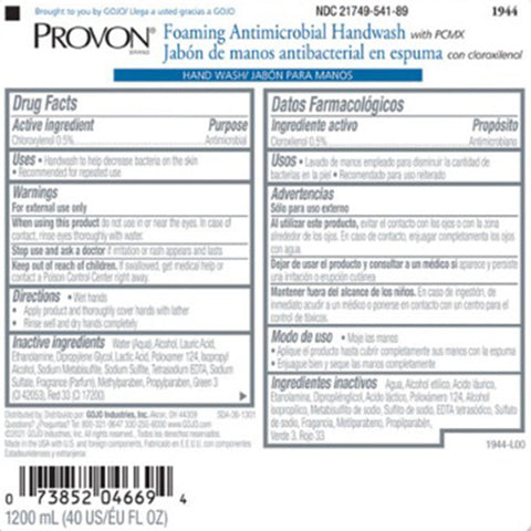 Antimicrobial Soap PROVON® Foaming 1,200 mL Dispenser Refill Bottle Floral Scent