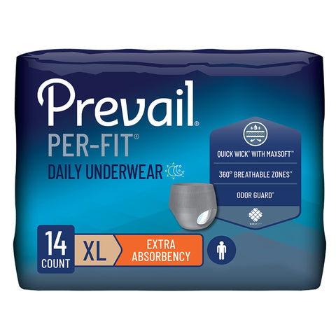 Absorbent Underwear Prevail® Per-Fit® Pull On with Tear Away Seams Adult X-Large Male Disposable Heavy Absorbency #PFM-514