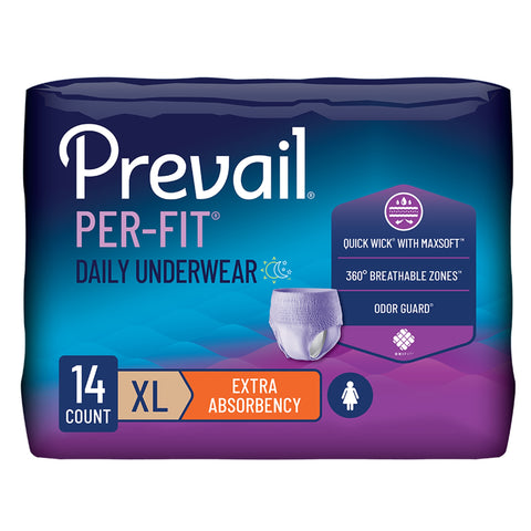 Absorbent Underwear Prevail® Per-Fit® Pull On with Tear Away Seams Adult X-Large Female Disposable Moderate Absorbency #PFW-514