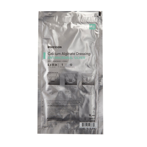 McKesson Silver Alginate Dressing 4 X 8 Inch Rectangle Sterile #3559