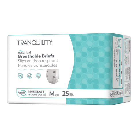 Incontinence Brief Tranquility® Essential Adult Medium Unisex Disposable Moderate Absorbency #2965-100
