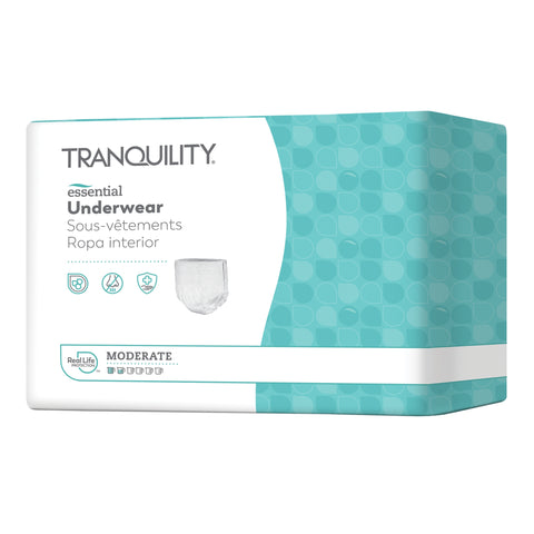 Absorbent Underwear Tranquility® Essential Pull On with Tear Away Seams Adult Small Unisex Disposable Moderate Absorbency #2974-100