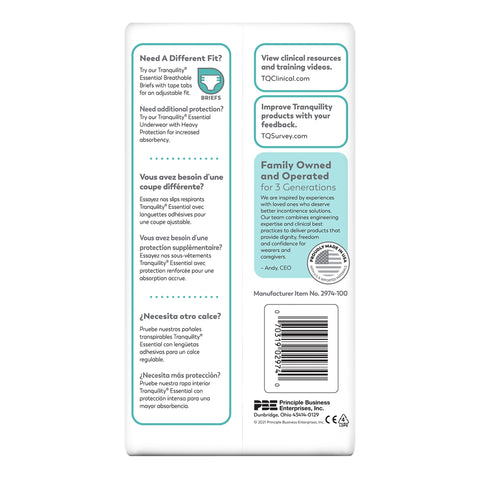 Absorbent Underwear Tranquility® Essential Pull On with Tear Away Seams Adult Small Unisex Disposable Moderate Absorbency #2974-100