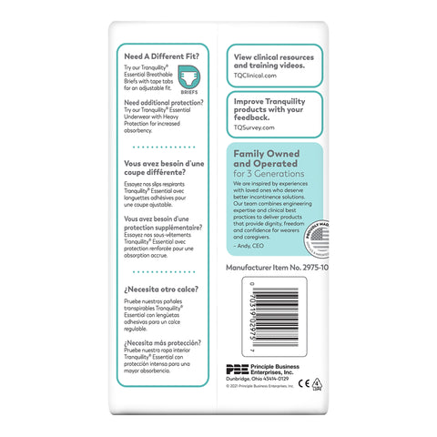 Absorbent Underwear Tranquility® Essential Pull On with Tear Away Seams Adult Medium Unisex Disposable Moderate Absorbency #2975-100