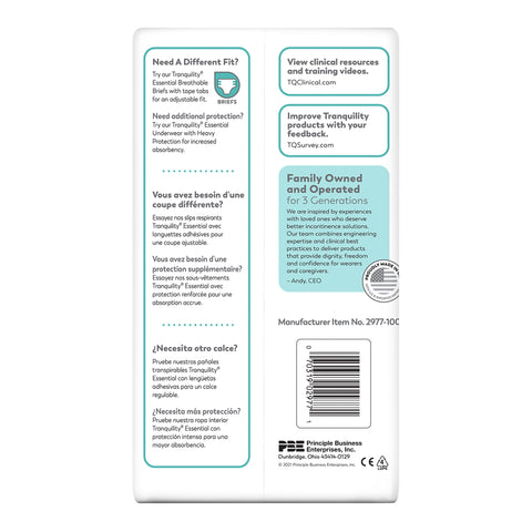 Absorbent Underwear Tranquility® Essential Pull On with Tear Away Seams Adult X-Large Unisex Disposable Moderate Absorbency #2977-100
