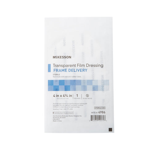 Transparent Film Dressing McKesson 4 X 4-3/4 Inch Frame Style Delivery Octagon Sterile #4986