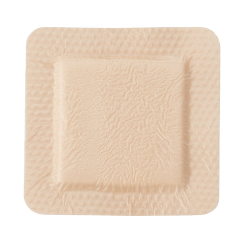 Foam Dressing McKesson 4 X 4 Inch With Border Film Backing Silicone Gel Adhesive Square Sterile #4843