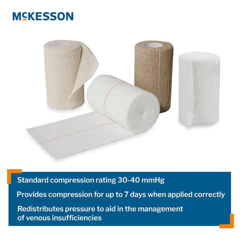 4 Layer Compression Bandage System McKesson Self-adherent Closure Tan / White NonSterile Standard Compression