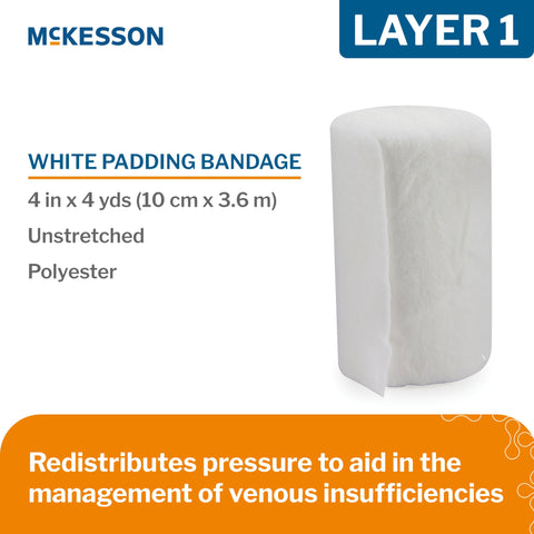 4 Layer Compression Bandage System McKesson Self-adherent Closure Tan / White NonSterile Standard Compression