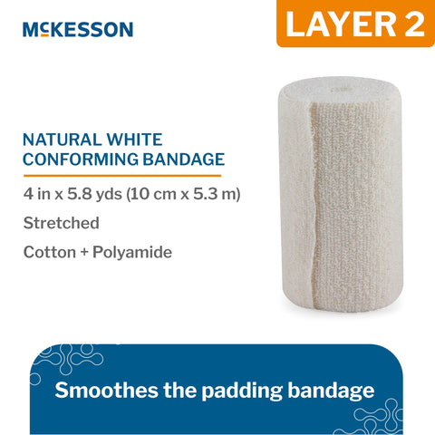 4 Layer Compression Bandage System McKesson Self-adherent Closure Tan / White NonSterile Standard Compression