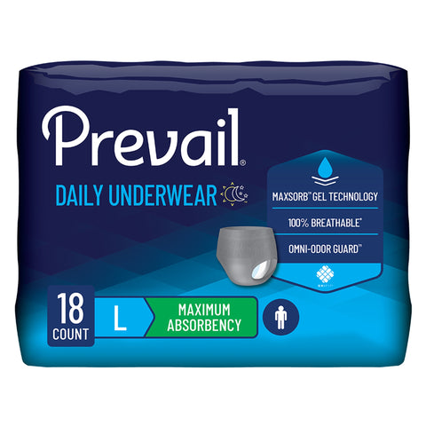 Absorbent Underwear Prevail® Daily Underwear Pull On with Tear Away Seams Adult Large Male Disposable Heavy Absorbency #PUM-513/1