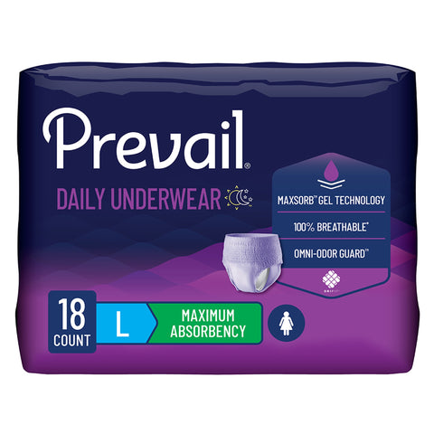 Absorbent Underwear Prevail® Daily Underwear Pull On with Tear Away Seams Adult Large Female Disposable Heavy Absorbency #PWC-513/1