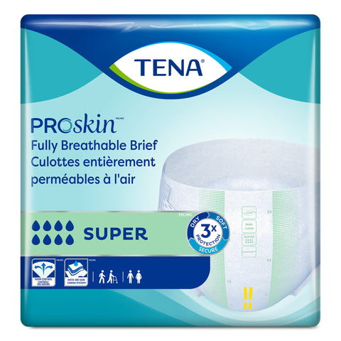 Incontinence Brief TENA ProSkin Stretch™ Super Adult 3X-Large Unisex Disposable Heavy Absorbency #61391